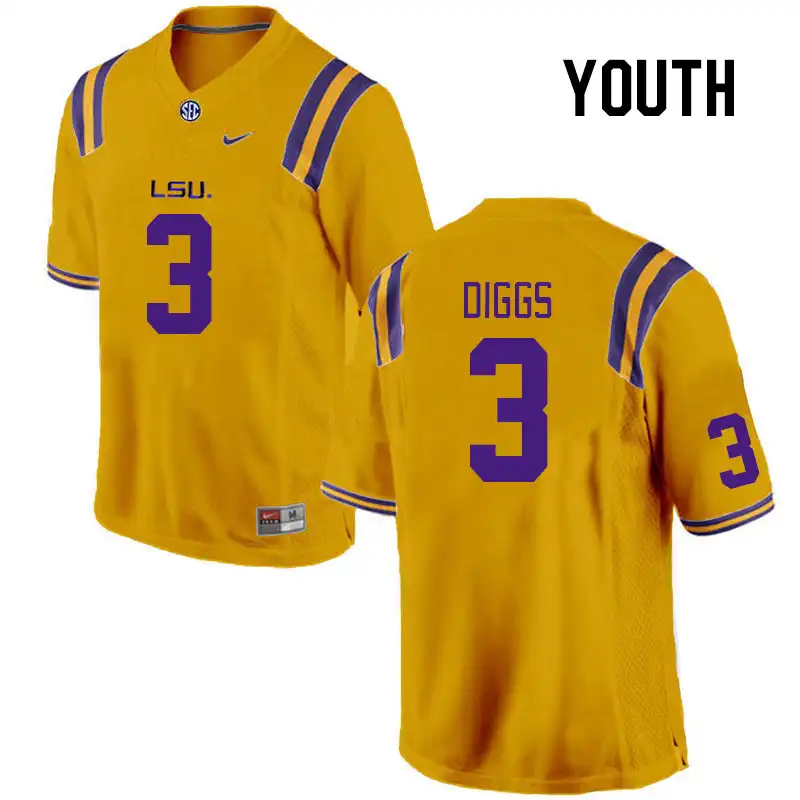 Youth LSU Tigers Logan Diggs #3 Gold NCAA Football Jersey